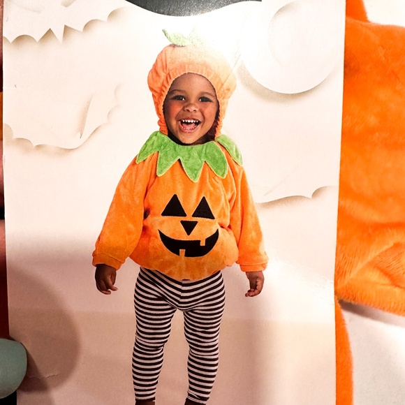 NEW Infant Plush Pumpkin Costume With Hood Size 6-12 mo Originally $25  Pullover - Picture 2 of 6